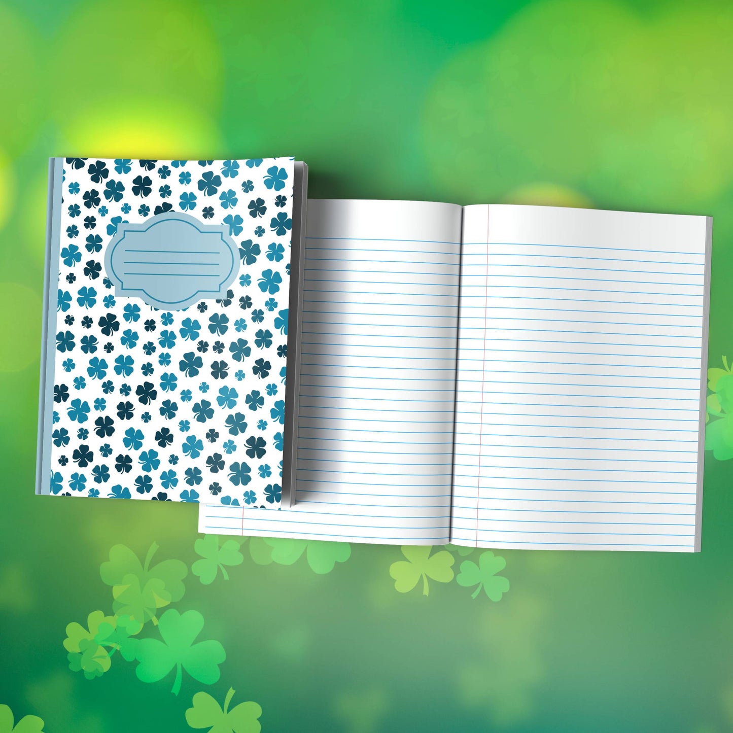 Shamrock Composition Notebook – Premium St. Patrick's Day Journal with Wide-Ruled Lines (S14)