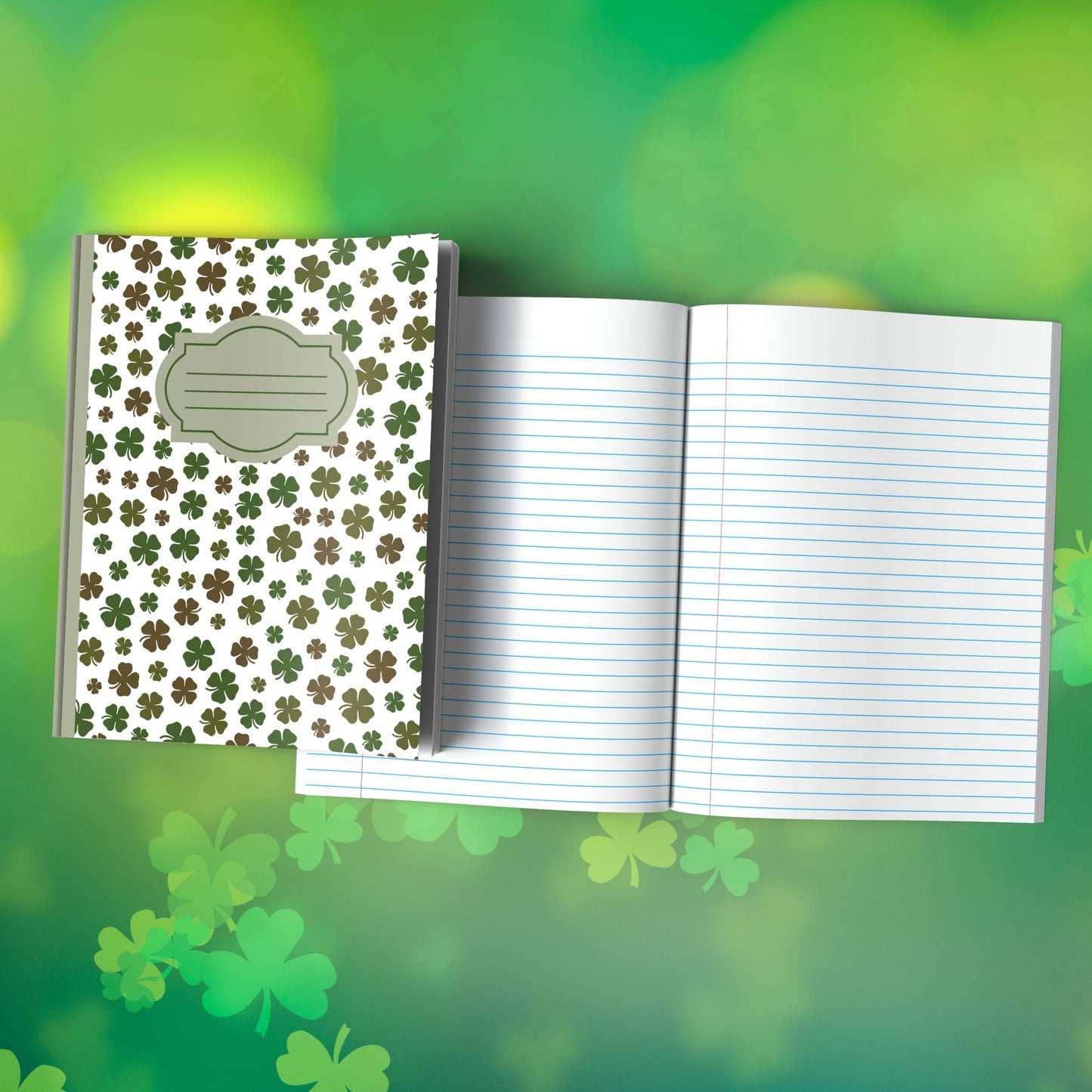 Shamrock Composition Notebook – Premium St. Patrick's Day Journal with Wide-Ruled Lines (S16)