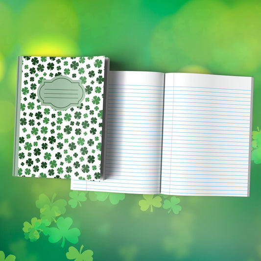 Shamrock Composition Notebook – Premium St. Patrick's Day Journal with Wide-Ruled Lines (S17)