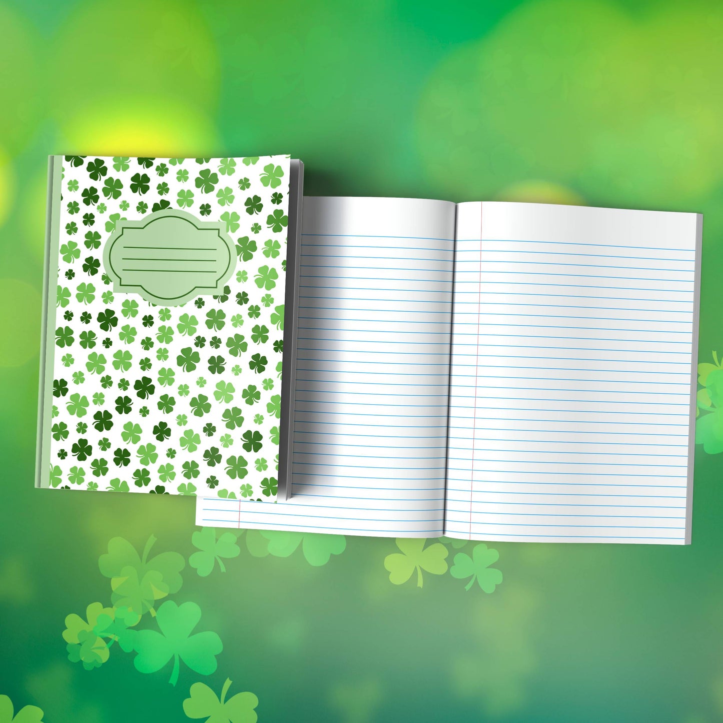 Shamrock Composition Notebook – Premium St. Patrick's Day Journal with Wide-Ruled Lines (S18)