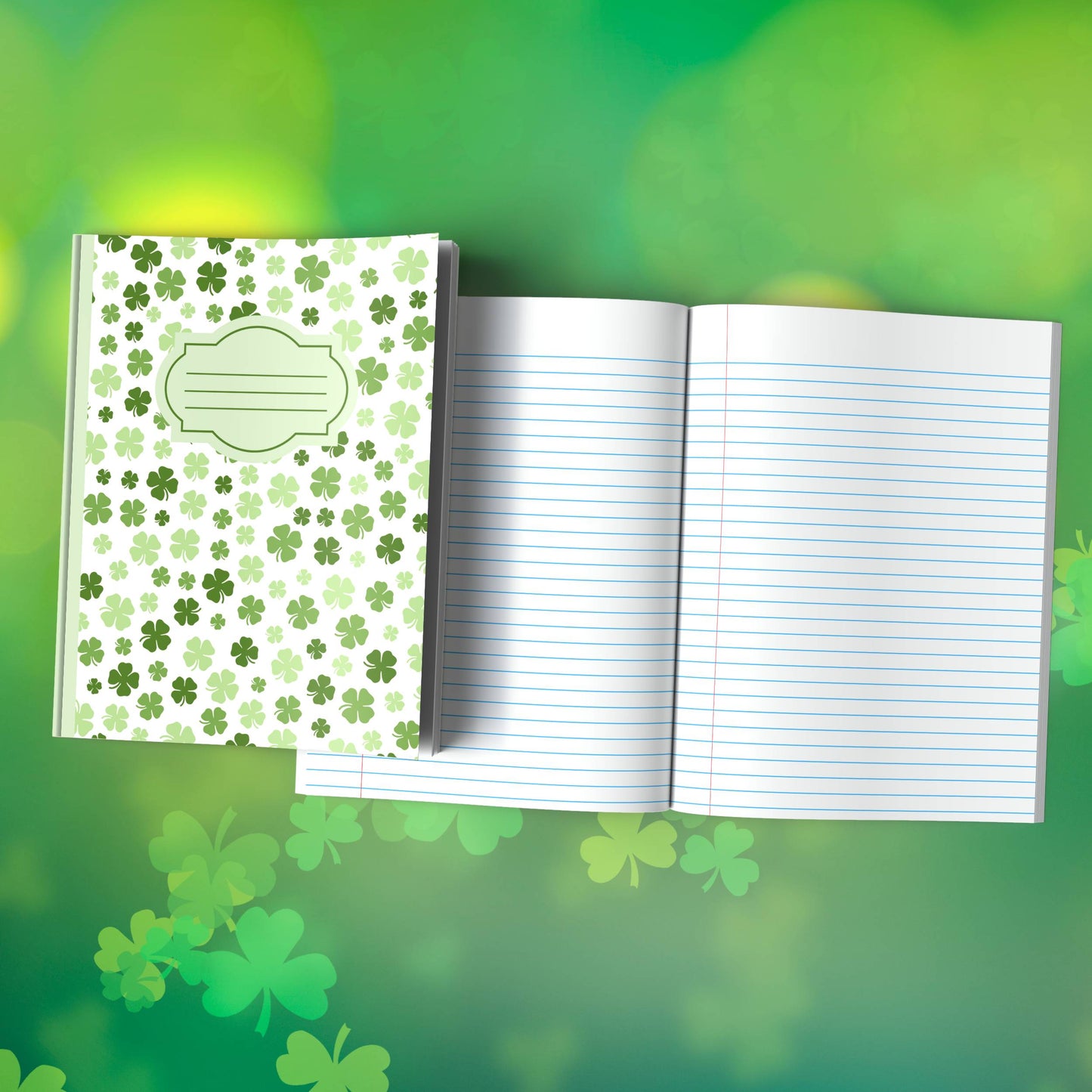 Shamrock Composition Notebook – Premium St. Patrick's Day Journal with Wide-Ruled Lines (S19)