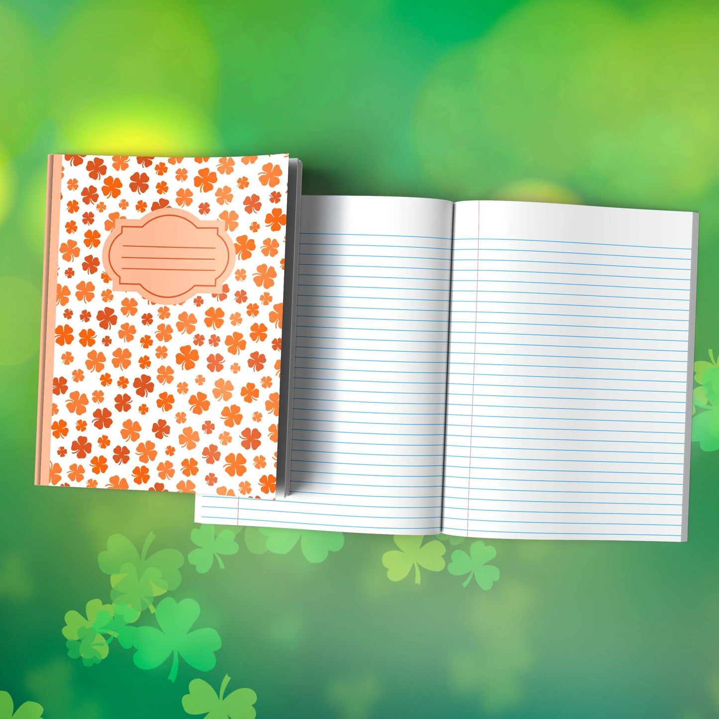 Shamrock Composition Notebook – Premium St. Patrick's Day Journal with Wide-Ruled Lines (S4)