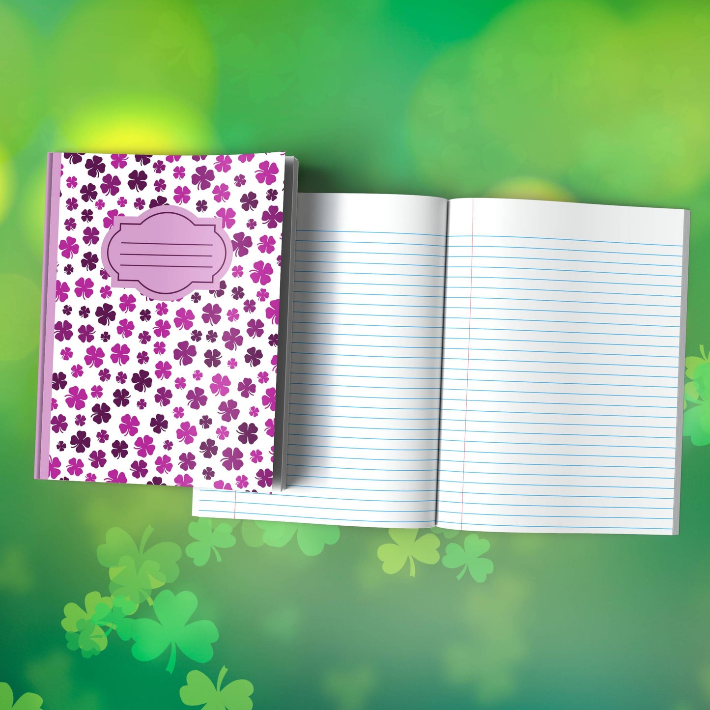 Shamrock Composition Notebook – Premium St. Patrick's Day Journal with Wide-Ruled Lines (S6)