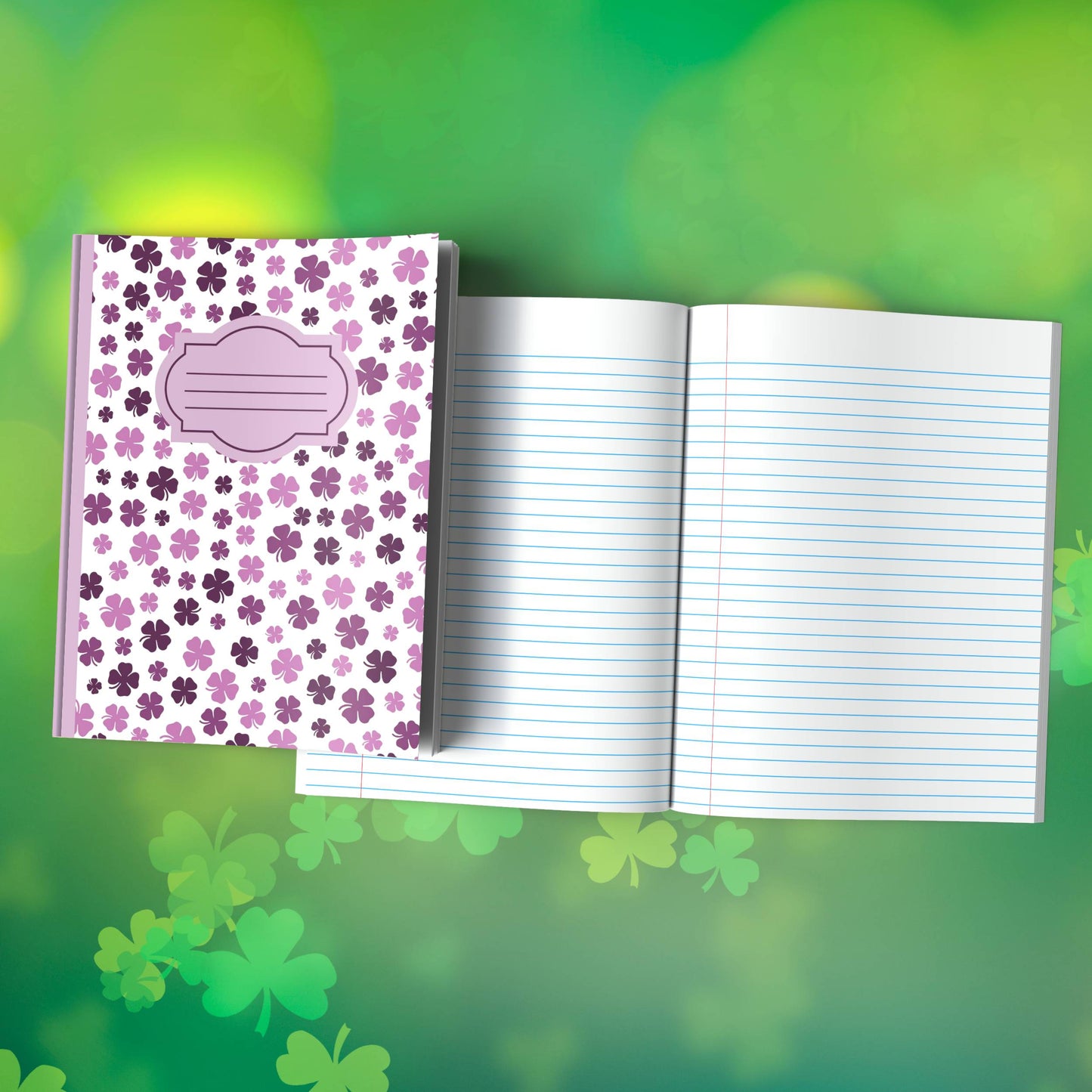 Shamrock Composition Notebook – Premium St. Patrick's Day Journal with Wide-Ruled Lines (S7)