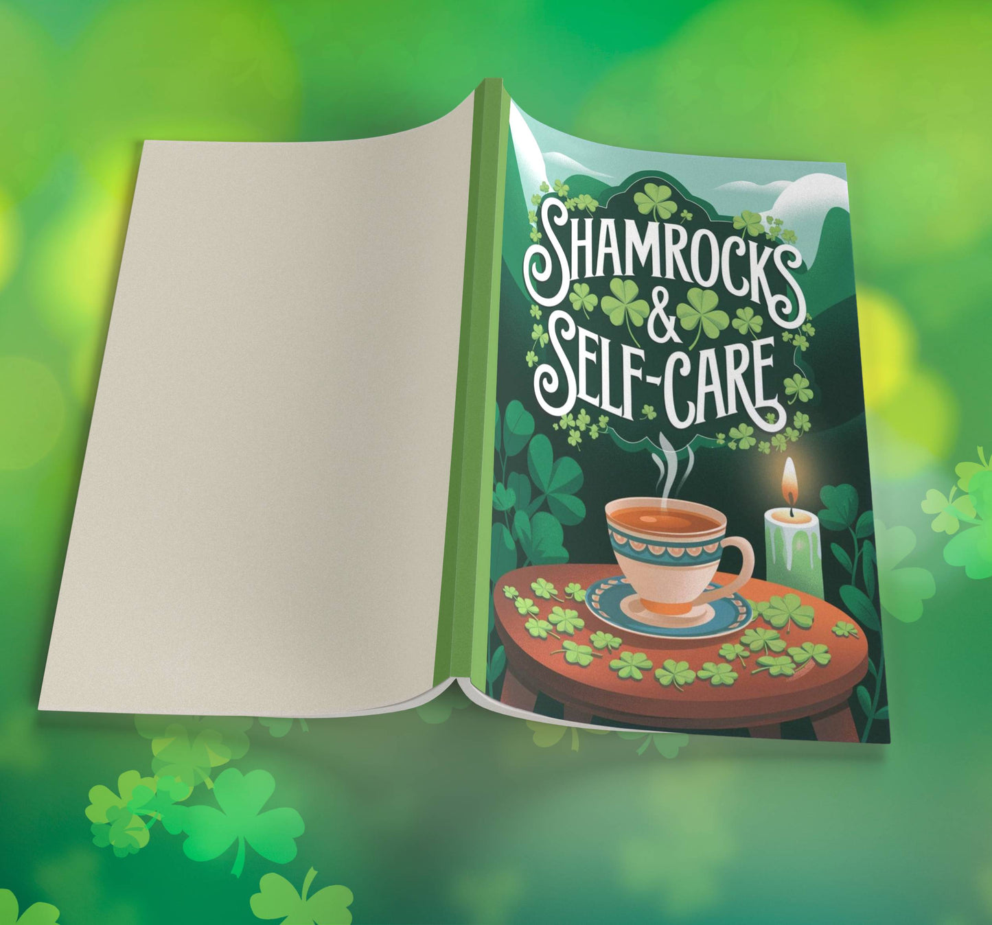 Shamrocks & Self-Care Premium St. Patrick's Day Composition Notebook Journal with Wide-Ruled Lines