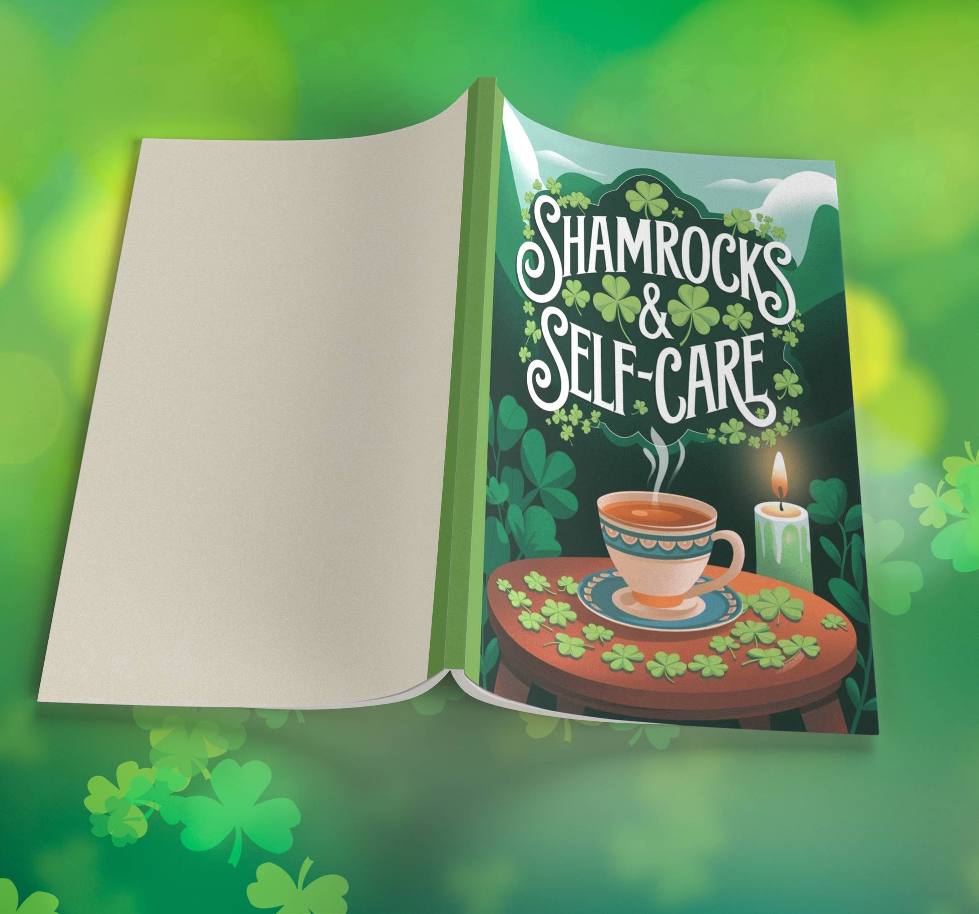 Shamrocks & Self-Care Premium St. Patrick's Day Composition Notebook Journal with Wide-Ruled Lines