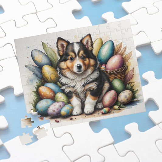 Shetland Sheepdog Easter Puppy Puzzle - Dog Lovers, Mental Health Benefits, Holiday Fun, Mindfulness, Stress Relief, Festive Gift
