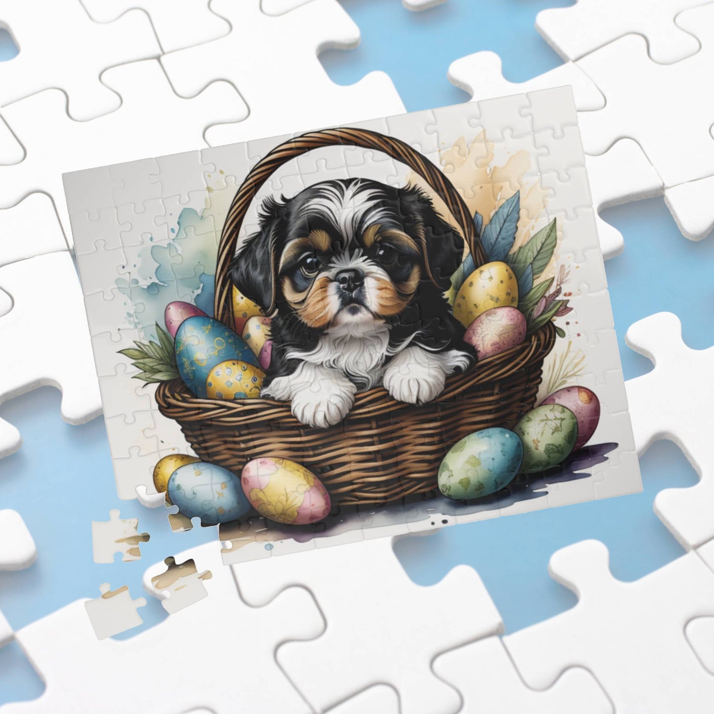 Shih Tzu (Tricolor) Easter Puppy Puzzle - Dog Lovers, Mental Health Benefits, Holiday Fun, Mindfulness, Stress Relief, Festive Gift