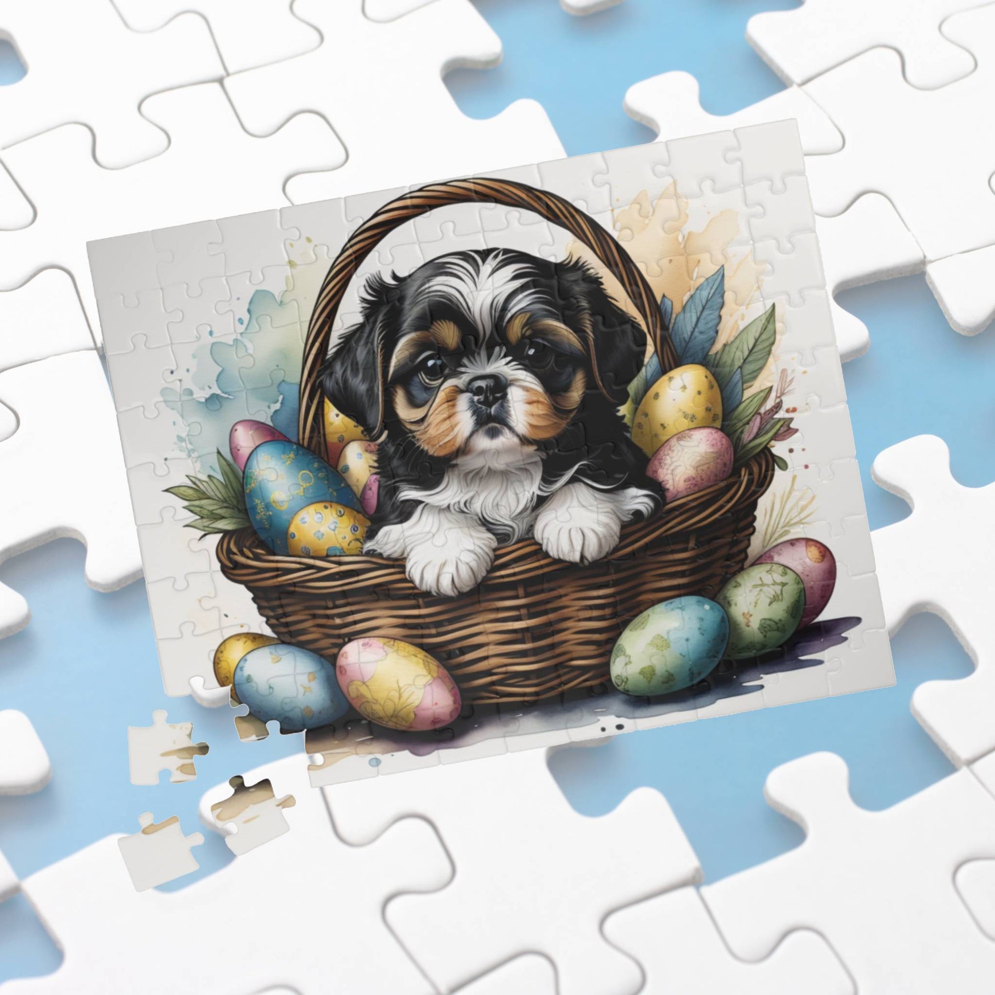 Shih Tzu (Tricolor) Easter Puppy Puzzle - Dog Lovers, Mental Health Benefits, Holiday Fun, Mindfulness, Stress Relief, Festive Gift