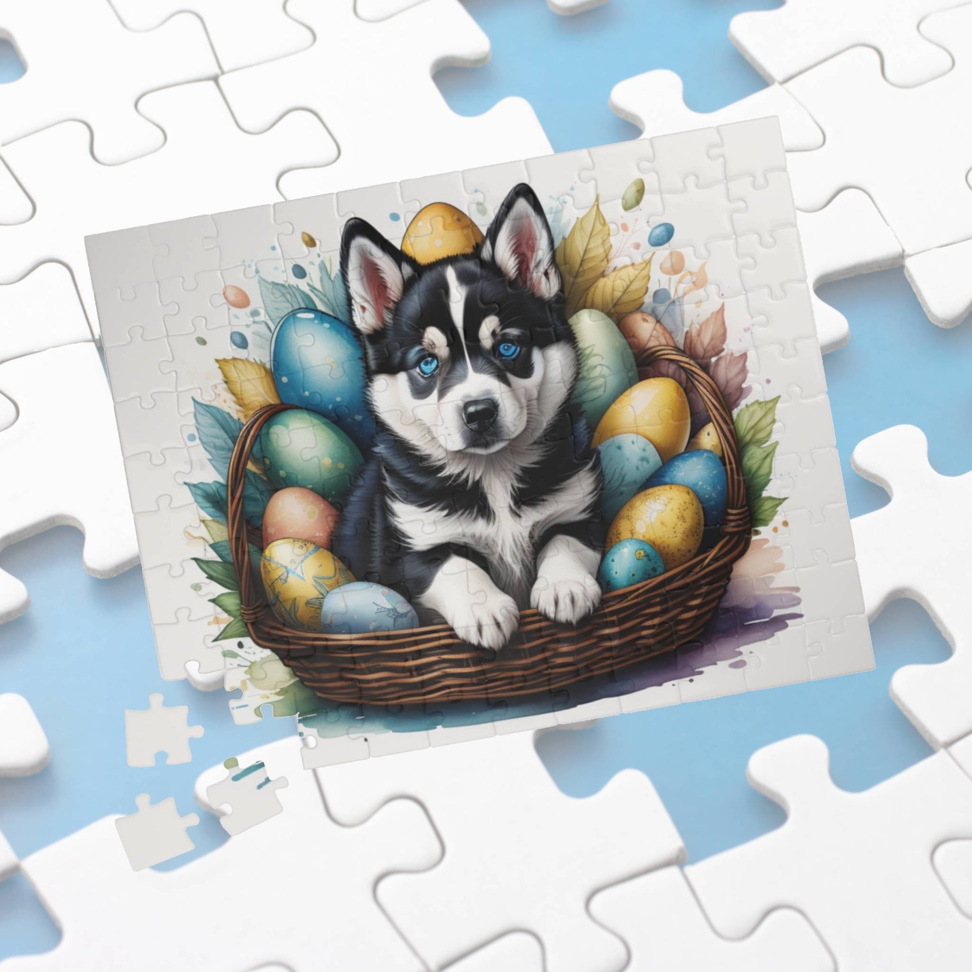 Siberian Husky Easter Puppy Puzzle - Dog Lovers, Mental Health Benefits, Holiday Fun, Mindfulness, Stress Relief, Festive Gift