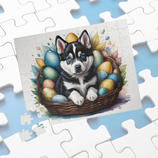 Siberian Husky Easter Puppy Puzzle - Dog Lovers, Mental Health Benefits, Holiday Fun, Mindfulness, Stress Relief, Festive Gift