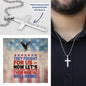 "They Fought for Us" engraved dog tag-style cross - tribute necklace for military service and Memorial Day