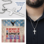 Custom stainless steel cross necklace engraved with "In Memory of the Fallen" - tribute to military service and loss
