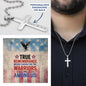 "True Remembrance Means Caring" cross necklace - support jewelry for PTSD warriors and veteran families