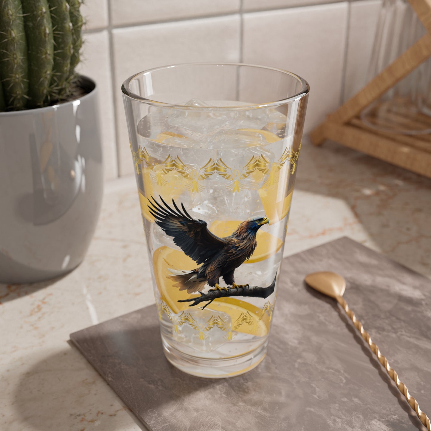 Sky Majesty Triumph 16oz Eagle Pint Glass - Symbol of Strength, Resilience, and Mental Health Awareness