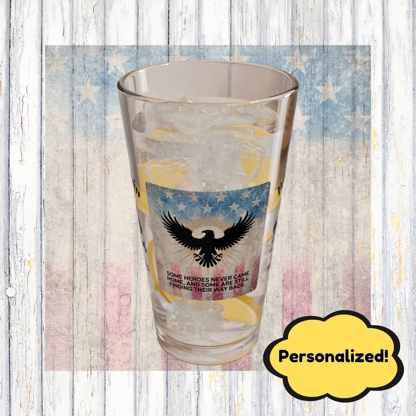 Personalized Memorial Day Pint Glass - "Some Heroes Never Came Home", PTSD Awareness Gift for Veterans & Memorial Days