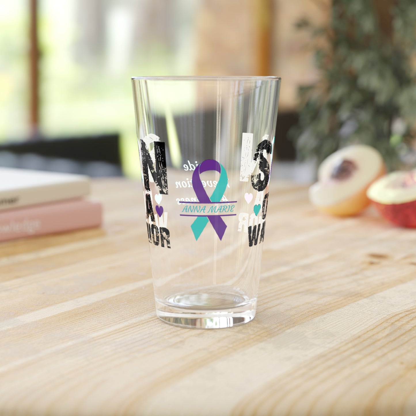 Son of a Warrior: Personalized Suicide Prevention Awareness Warrior Pint Glass - Proud Family Member