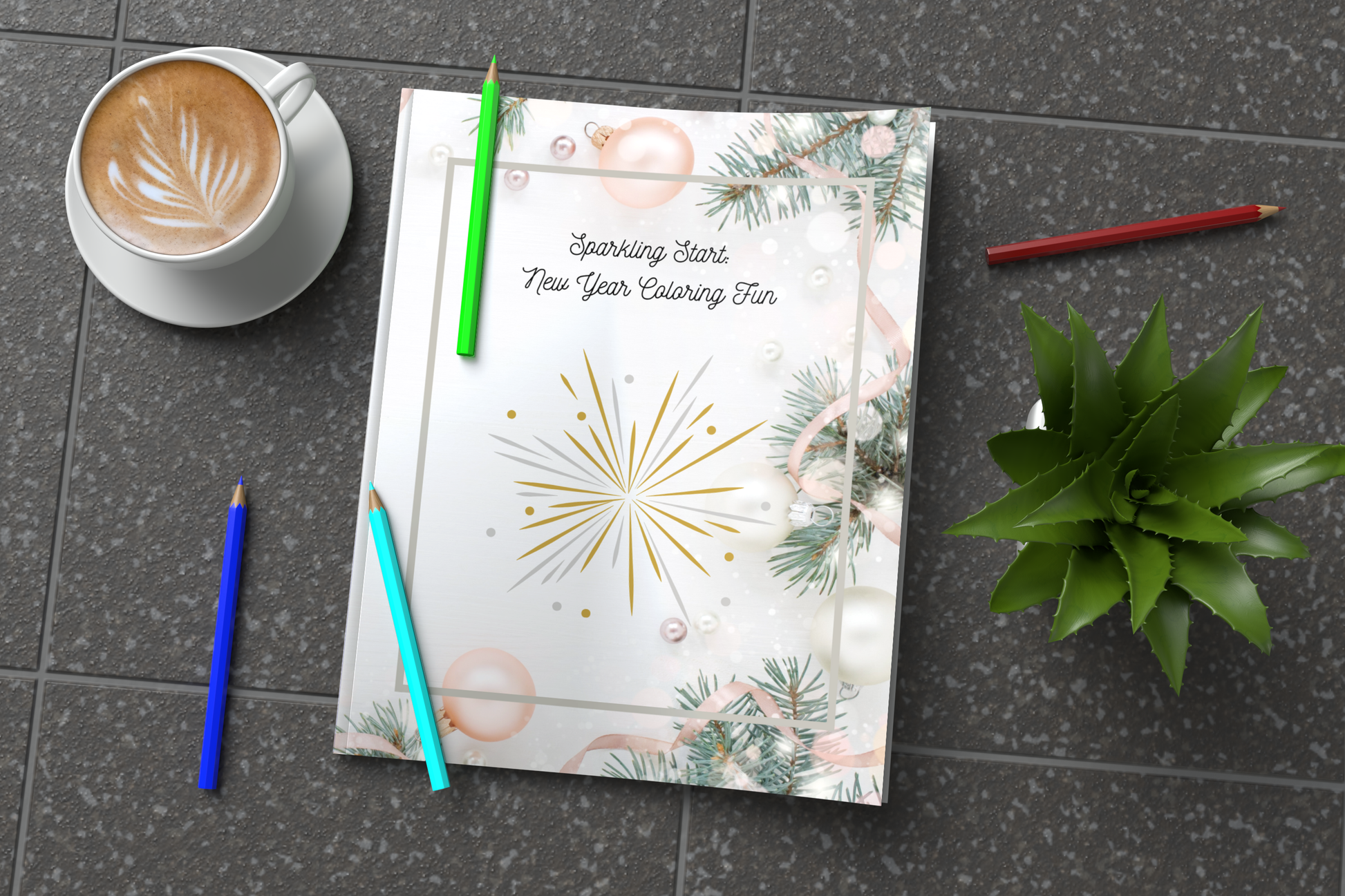 New Year coloring book with positive affirmations and mental health themes