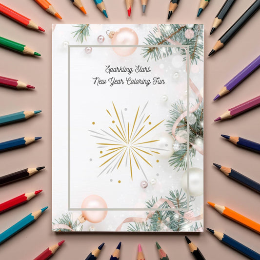 New Year coloring book with positive affirmations and mental health themes