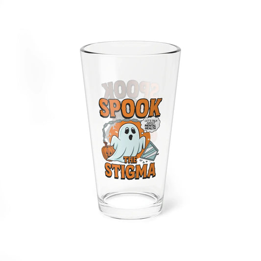 Shop our premium spook the stigma halloween pint glass 16oz from MySisterIsASurvivor.