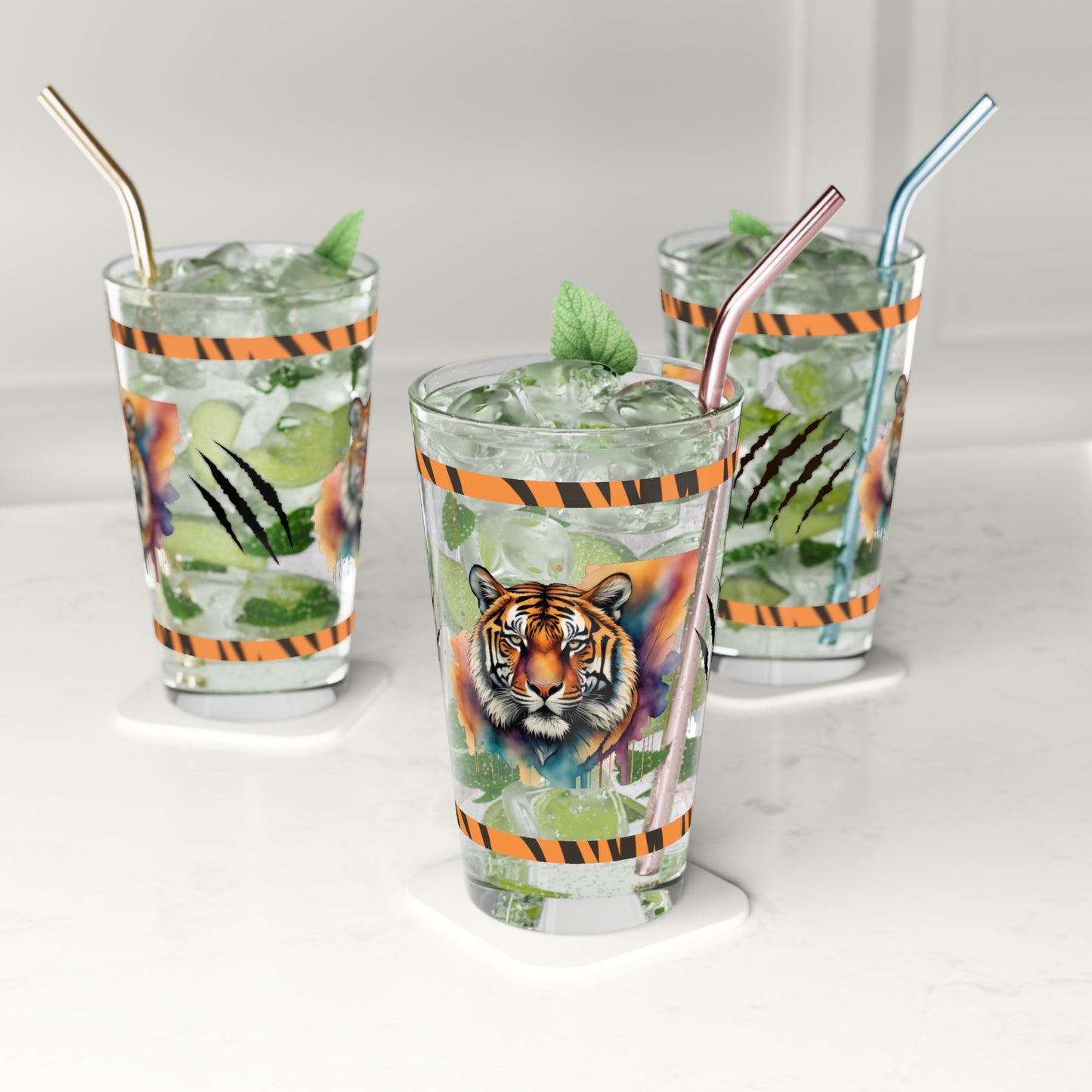 Stalking Serenity 16oz Tiger Pint Glass - Inspiring Strength, Courage, and Empowerment