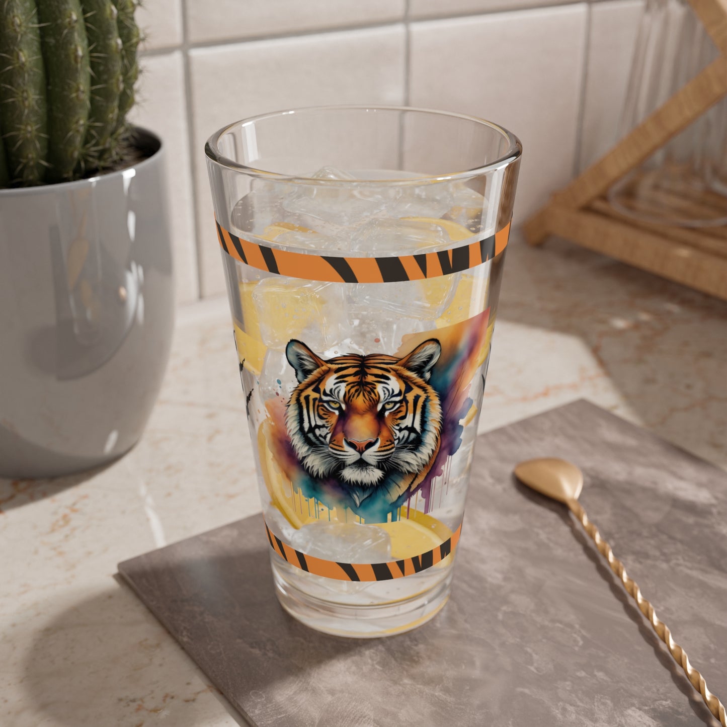Stalking Serenity 16oz Tiger Pint Glass - Inspiring Strength, Courage, and Empowerment