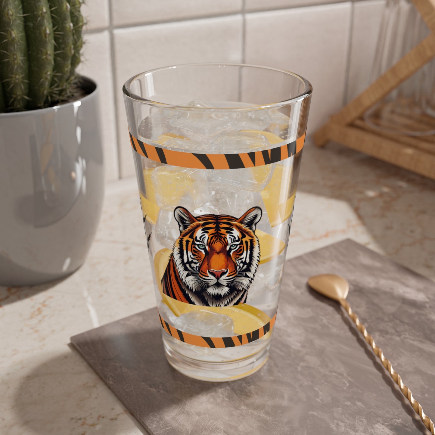 Strength Unleashed 16oz Tiger Pint Glass - Inspiring Strength, Courage, and Empowerment