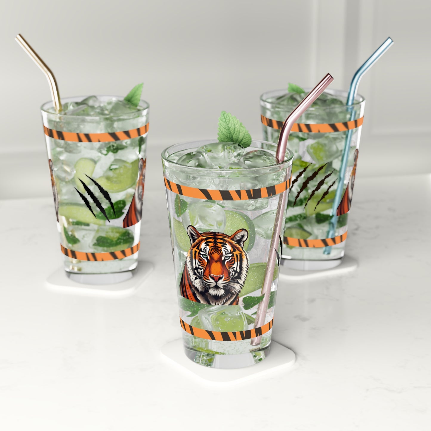 Strength Unleashed 16oz Tiger Pint Glass - Inspiring Strength, Courage, and Empowerment