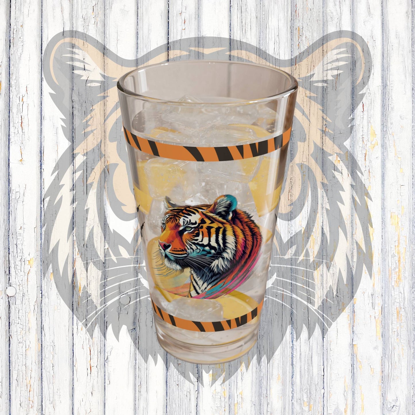 Stripes of Strength 16oz Tiger Pint Glass - Inspiring Strength, Courage, and Empowerment
