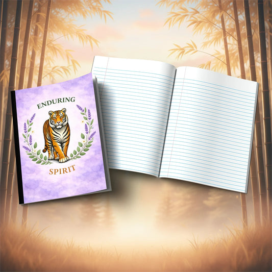 Shop our enduring spirit tiger composition notebook featuring the Tiger Orange Lined style option from MySisterIsASurvivor.