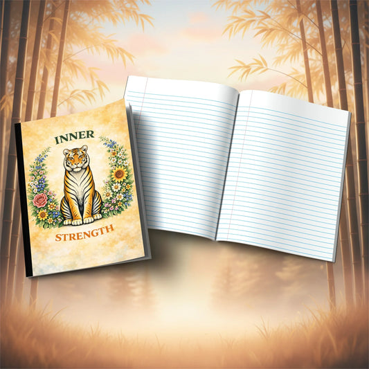 Shop our inner strength tiger composition notebook featuring the Tiger Orange Lined style option from MySisterIsASurvivor.