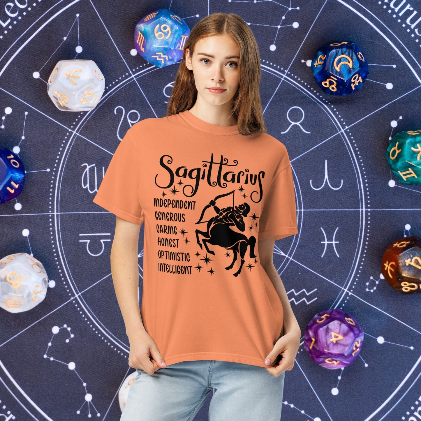 Sagittarius Zodiac Comfort Colors Tee - Adventurous and free-spirited Sagittarius shirt, a great gift for astrology lovers and emotional empowerment