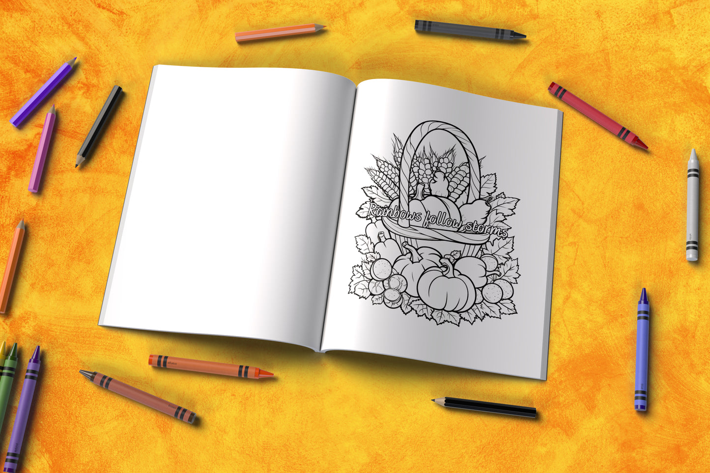 Thanksgiving affirmation coloring book with thankful hearts and peace