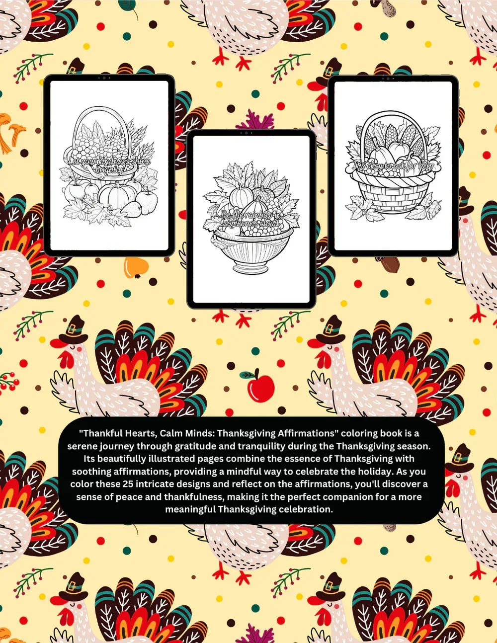 Shop our premium thankful hearts calm minds thanksgiving affirmations coloring book from MySisterIsASurvivor.