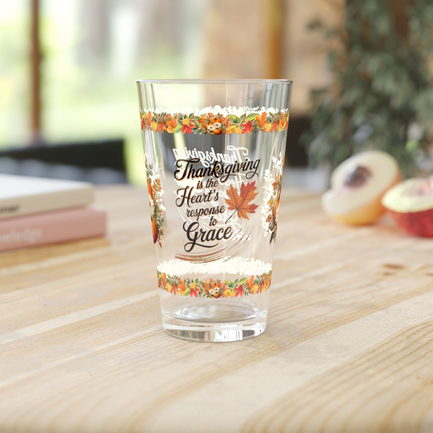 Thanksgiving Is The Heart's Response To Grace 16oz Thanksgiving Pint Glass - Gratitude, Positivity, and Self-Care Gift