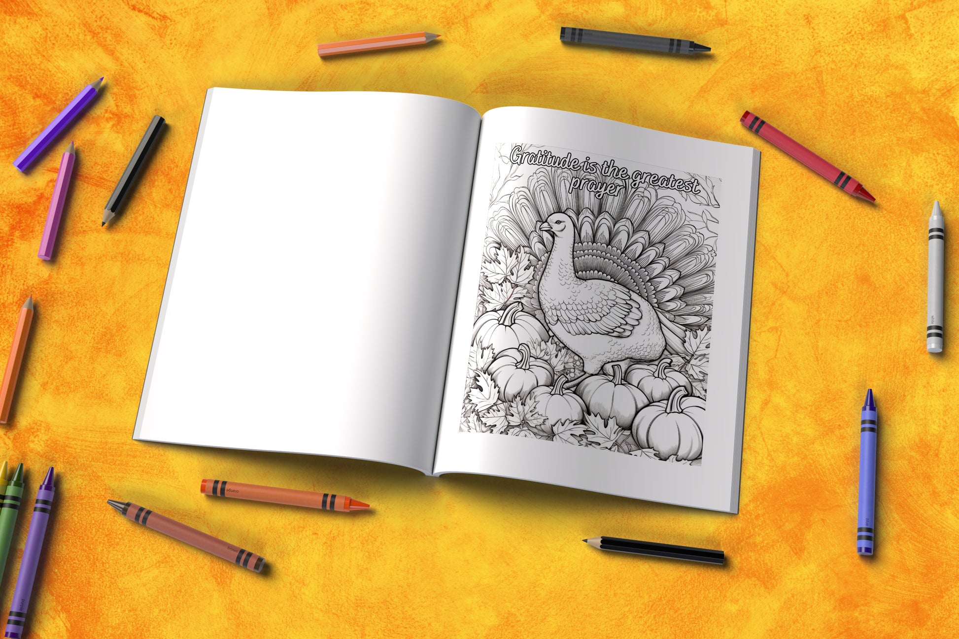 Reflective Thanksgiving coloring book with calming affirmations
