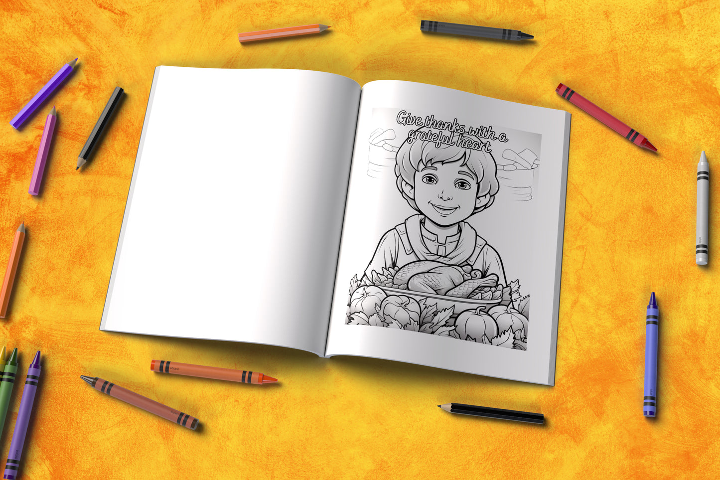 Reflective Thanksgiving coloring book with calming affirmations