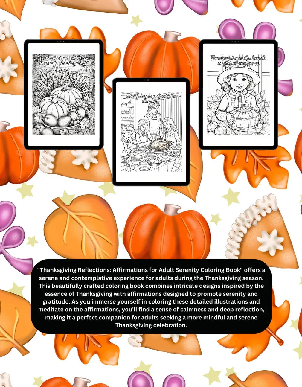 Shop our premium thanksgiving reflections affirmations for adult serenity coloring book from MySisterIsASurvivor.