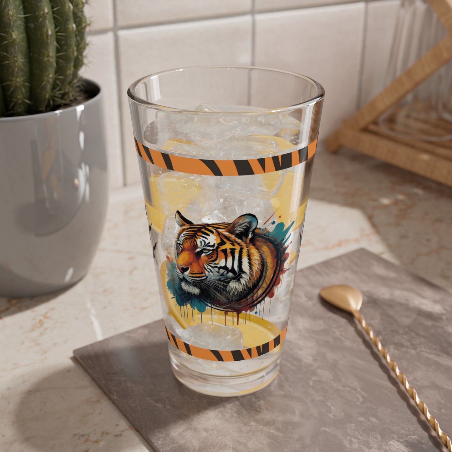 The Resilient Tiger Within 16oz Tiger Pint Glass - Inspiring Strength, Courage, and Empowerment