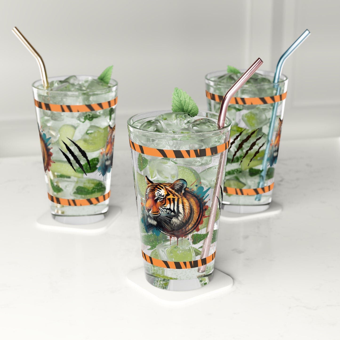 The Resilient Tiger Within 16oz Tiger Pint Glass - Inspiring Strength, Courage, and Empowerment