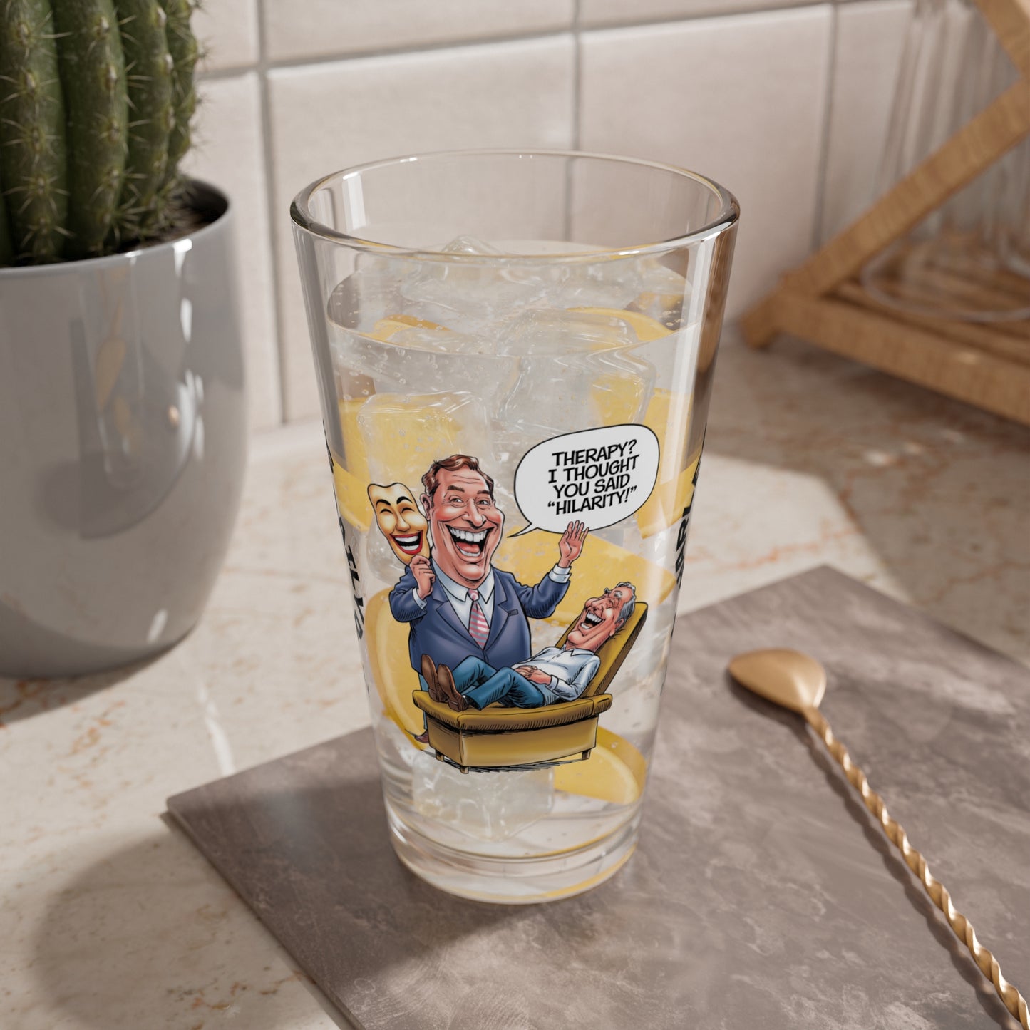 Therapy? I Thought You Said "Hilarity!" - Personalized Funny Pint Glass, Sassy Drinkware with Attitude, Daily Dose of Attitude and Humor