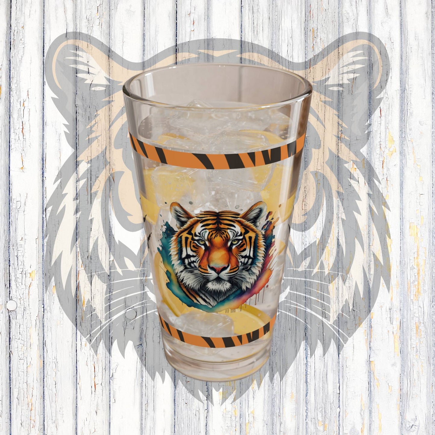 Tiger Tranquility 16oz Tiger Pint Glass - Inspiring Strength, Courage, and Empowerment