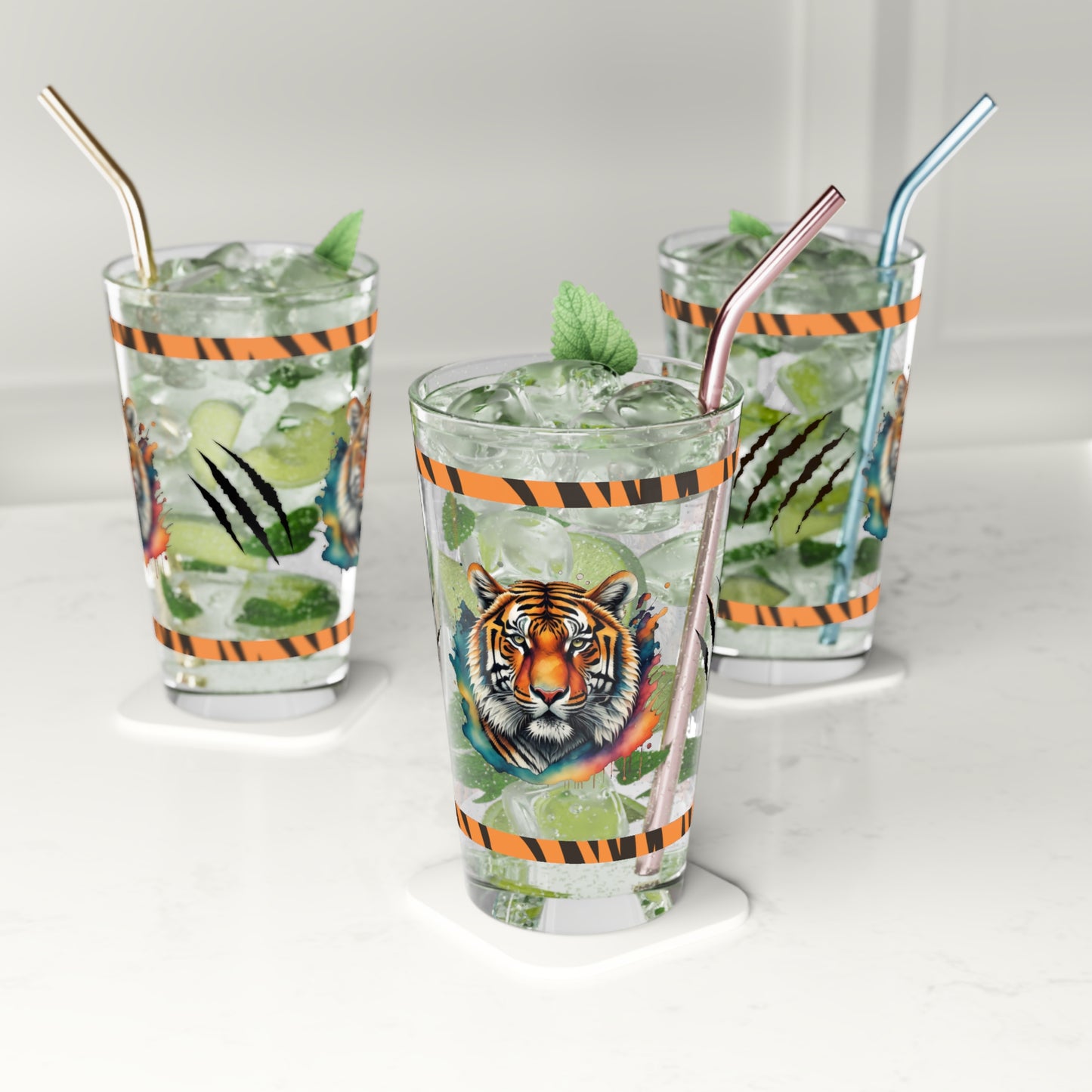 Tiger Tranquility 16oz Tiger Pint Glass - Inspiring Strength, Courage, and Empowerment
