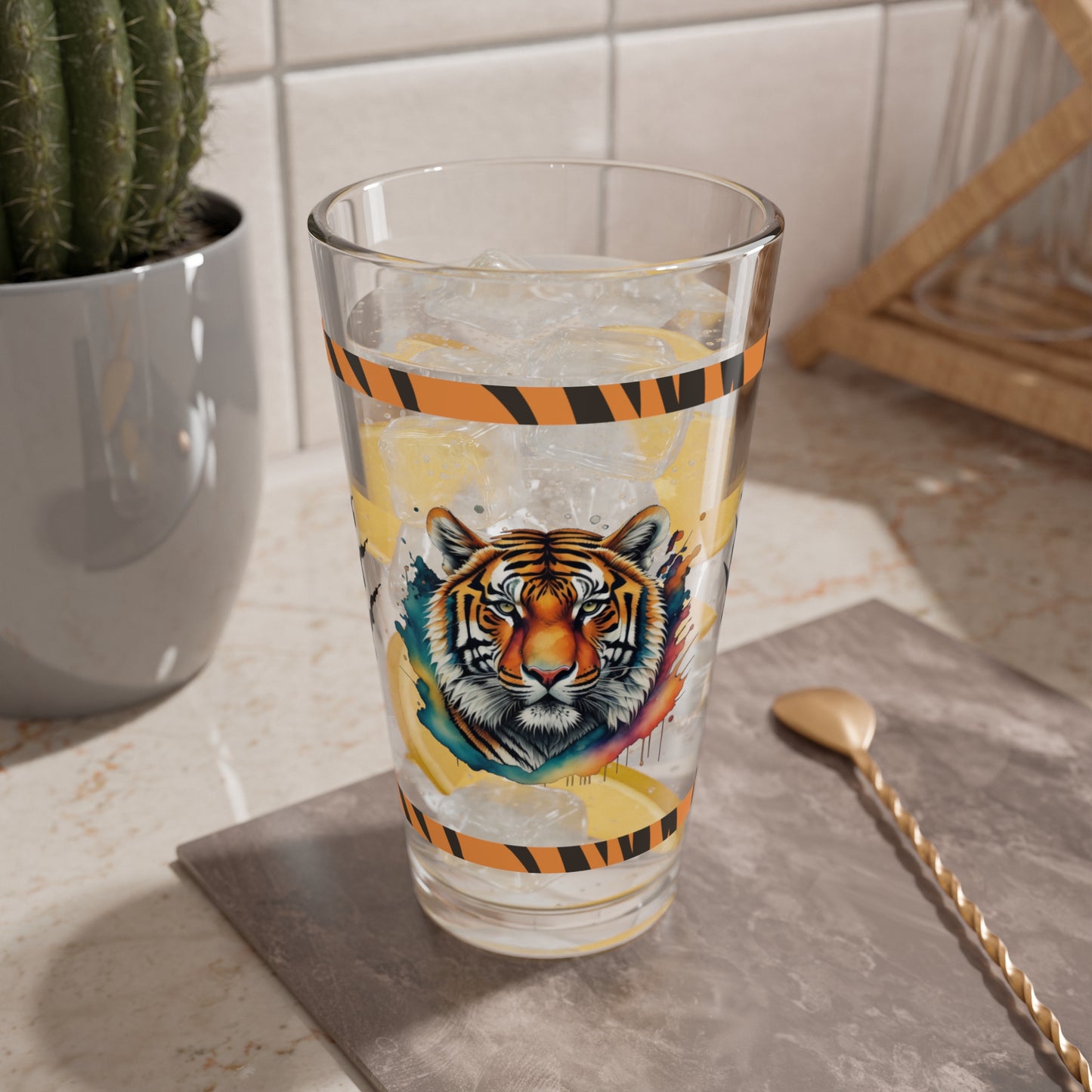 Tiger Tranquility 16oz Tiger Pint Glass - Inspiring Strength, Courage, and Empowerment