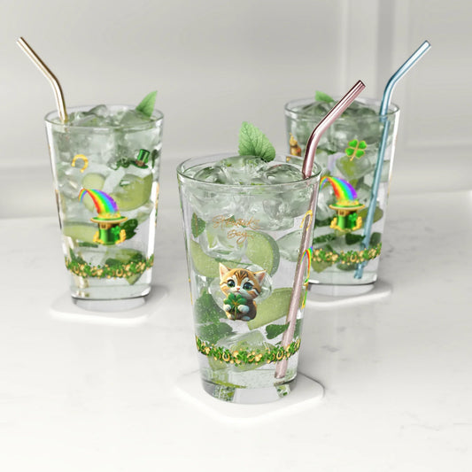 Shop our premium tranquil treasures with tiny whiskers st patricks day pint glass 16oz from MySisterIsASurvivor.