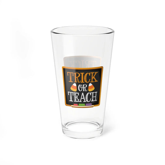 Shop our premium trick or teach halloween pint glass 16oz from MySisterIsASurvivor.