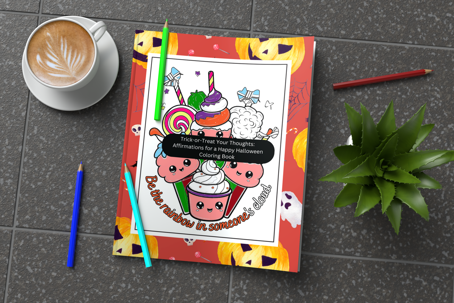 Halloween affirmation coloring book with mindful trick-or-treat fun