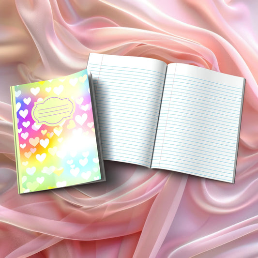 Shop our rainbow hearts journal featuring the Magenta Lined style option from MySisterIsASurvivor.