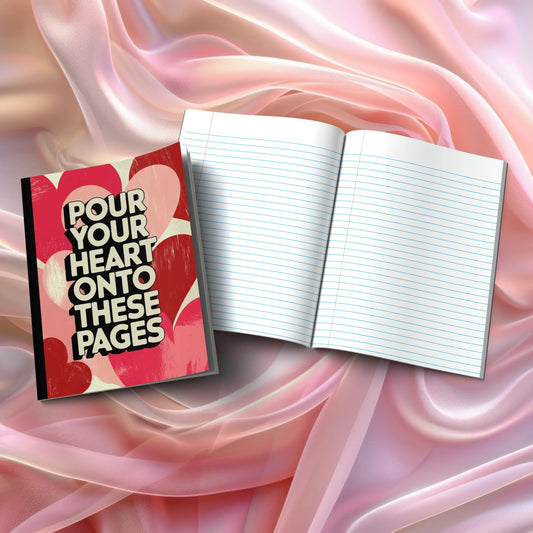 Shop our pour your heart onto these pages composition notebook featuring the Magenta Lined style option from MySisterIsASurvivor.