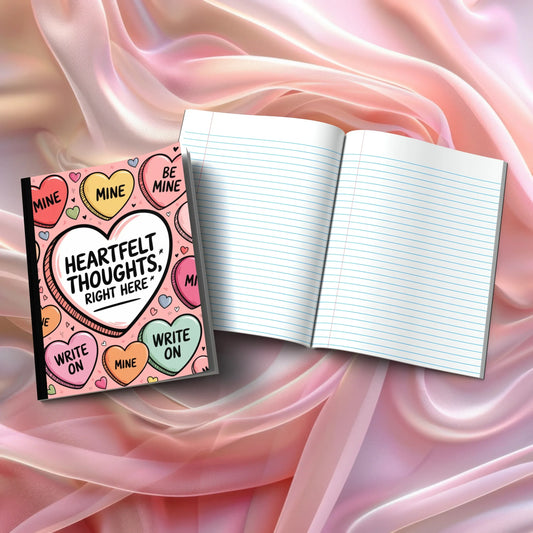 Shop our heartfelt thoughts right here composition notebook featuring the Magenta Lined style option from MySisterIsASurvivor.